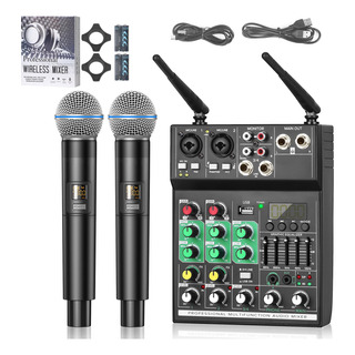 Mixer De Ăudio Kmise 4 Channel Professional Com Dual Wireles Mixer De Ăudio Kmise 4 Channel Professional Com Dual Wireles