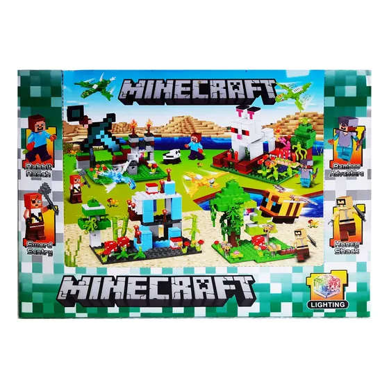 Set Bloques P/armar Minecraft 888 Piezas 4 In 1 Con Luz!!