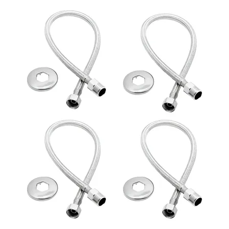 Kit 4 Engate Flexivel Trançado Para Torneira Aço Inox 40cm A - Prateado - Cromado