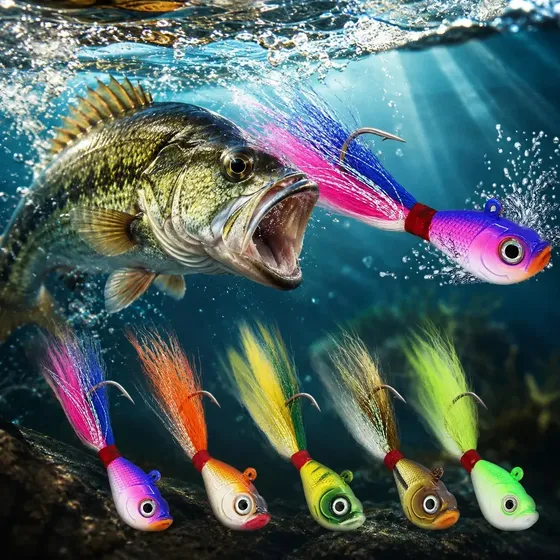 Isca Jig Xuxinha Com Penacho 15g Para Tucunaré Traíra Robalo Kit 4 Isca Jig