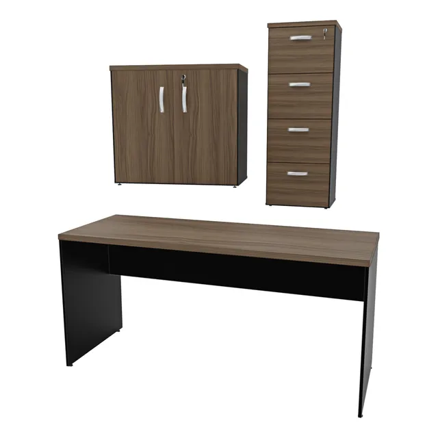Conjunto Mesa Arquivo Armário Baixo Para Escritório Netmobil