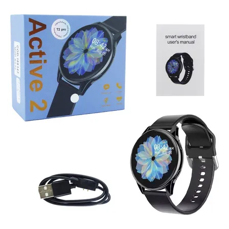 Reloj Smartwatch Modelo Active 2, Redondo Con Pantalla Celeste Varios Negro