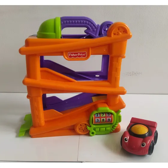 Juguete De Pista Fisher Price, Con Sonido Y Carrito, Usado