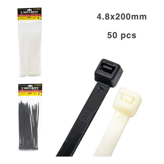 Tirrap O Amarre Plastico Security 4.8x200mm X 50 Pcs