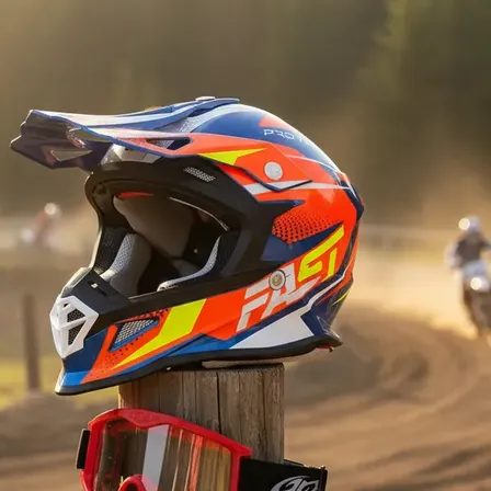 Capacete Motocross Fast Brave Com Oculos Pro Tork Trilha Laranja Liso 59/60