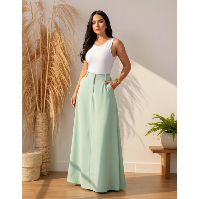 Saia Longa Godê Alta Alfaiataria Elegante
