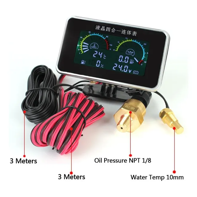 Reloj 3 En 1 (temperatura, Voltimetro, Presión De Aceite)
