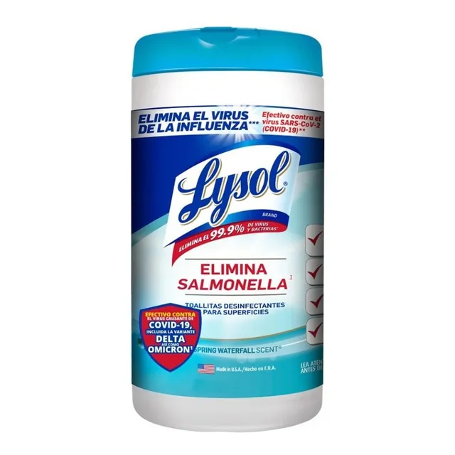 Toallitas Desinfectantes Lysol 80 Unidades Pote Azul