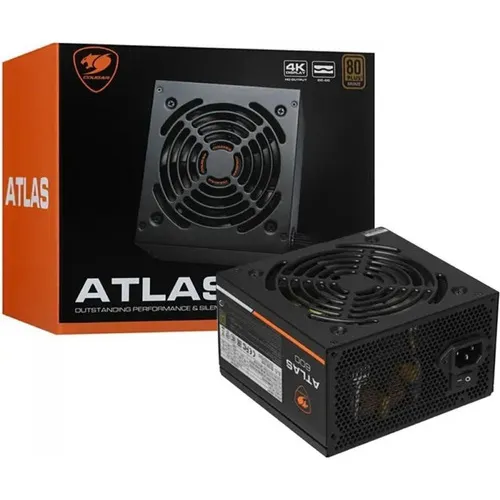 Fuente Real Cougar Gaming Atlas 600wts 80 Plus, color bronce, color negro, 110 V/220 V