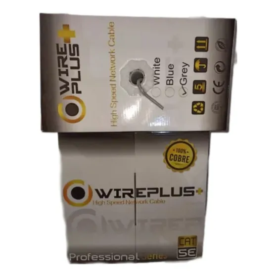 Bobina Cable Utp Cat 5e 305mts 100% Cobre Color Gris Wireplu