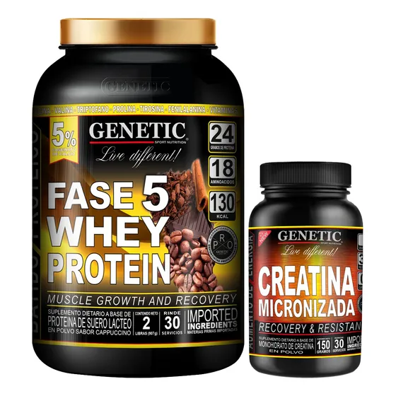 F5 Whey Proteína Creatina Micronizada Masa Muscular Genetic