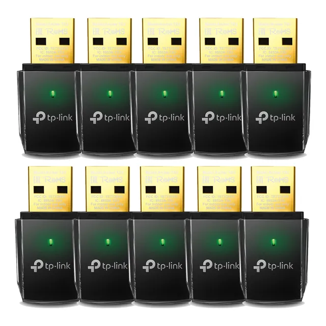 Kit 10 Adaptador Wifi Usb Tp-link Archer T2u Ac600 Dual Band