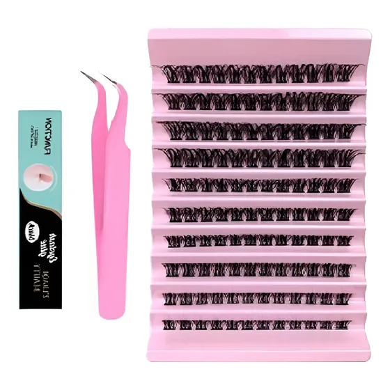 Set Pestañas Cluster+pinza+pega - Unidad a $29600