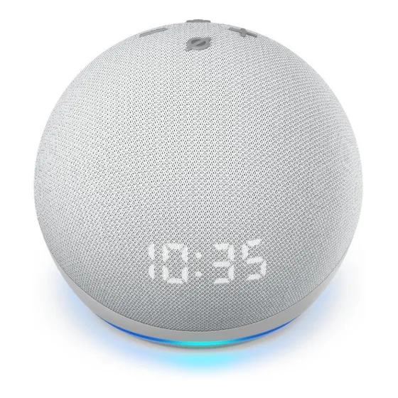 Echo Dot 4ª Geração Com Alexa Relógio Amazon Bivolt Cor Branca 110V/220V