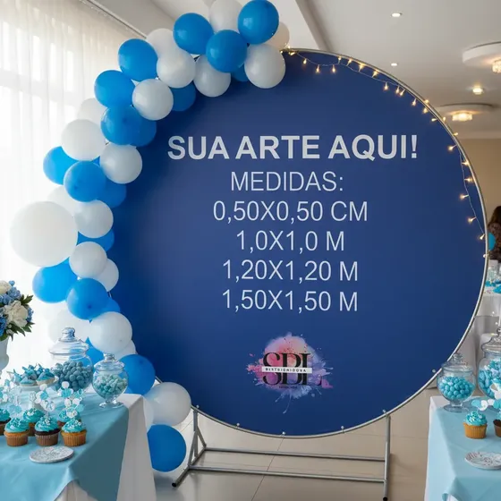 Painel Sublimação Redondo Sua Arte Aqui Vários Tamanhos