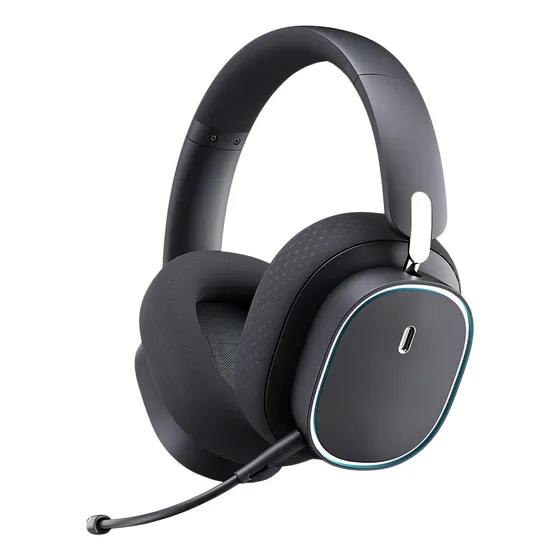 Headset Baseus Gh02 Conexão 2.4g E Bluetooth 5.3 Gamer Led Cor Preto Luz RGB