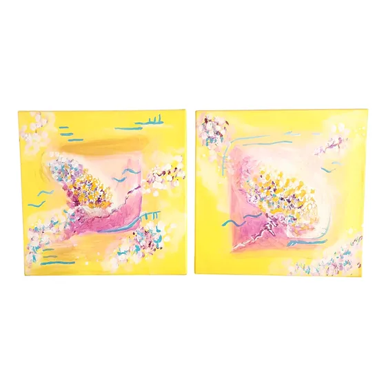 Cuadros Decorativos Abstractos 40x40cm. Bastidores Seurat Amarillo Amarillo