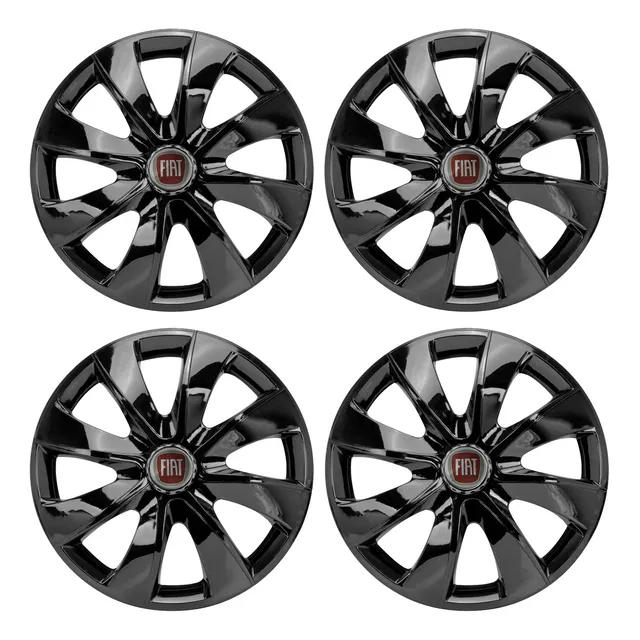 Jogo Calota Aro 13 Linha Black  Fiat Palio Uno Siena 1997 1998 1999 2000 2001 2002 2003 2004 2005 2006 2007 2008- 4peças