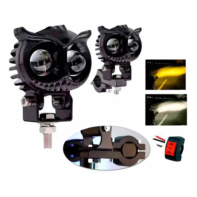 2 Exploradoras Turbo Led Buho Bicolor 12000lm Moto / Carro 