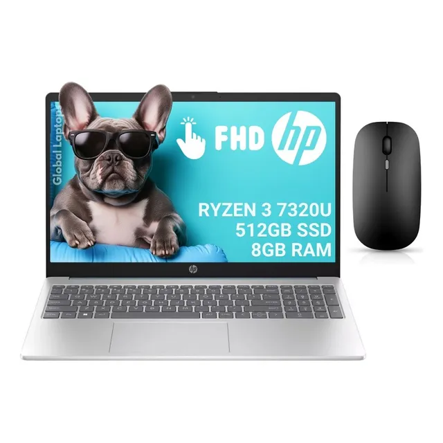 HP 15-FC0065TG Ryzen 3 7320u 512 GB SSD 8 GB Ram Ddr5 Screen 15.6 Touch Fhd 1920 X 1080 con mouse