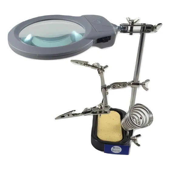 Soporte Para Cautin Con Lupa Y Luz Radox 110-246 C/ Pinzas