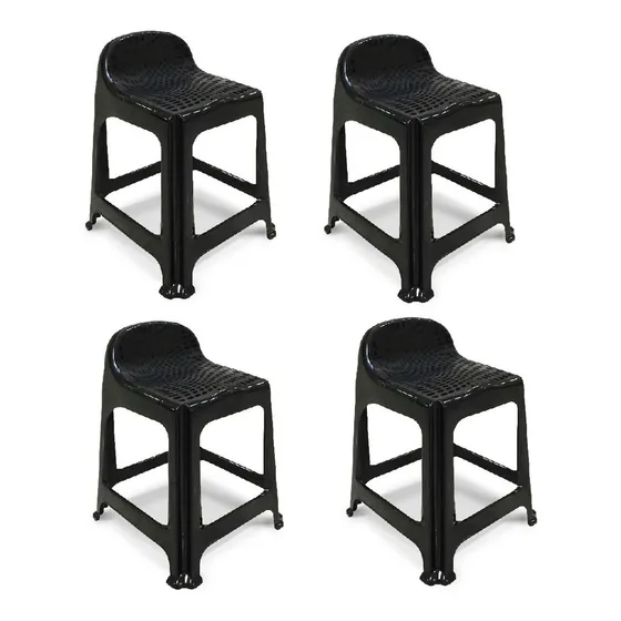 Banco Arqplast Banquinho Empilhável cor preto do 59cm do alto x 4u