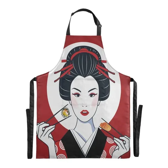 Delantal Largo Cocina Para Mujer 2 Bolsillo Talla Correa