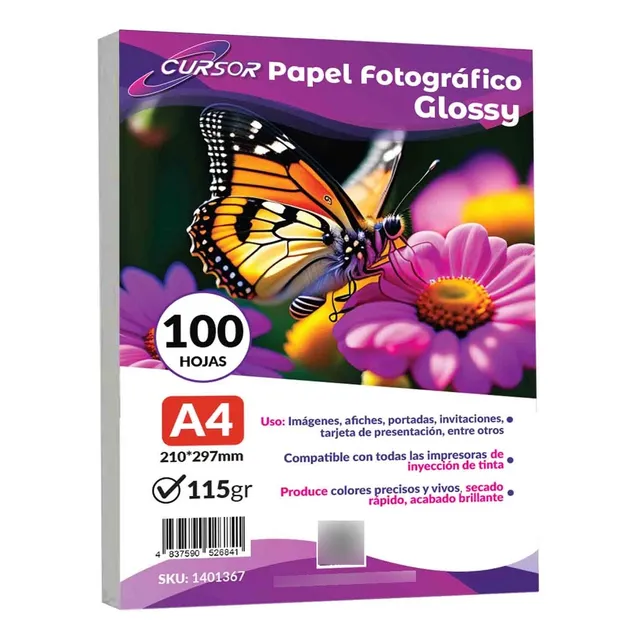 Papel Fotográfico Cursor A4 115 Gramos Pack 100 Hojas