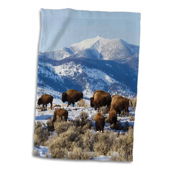 Toalla Mano 3d Diseño Rosa Bison Herd-yellowstone National X
