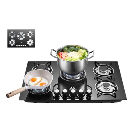 Cooktop 5 Bocas A Gás Grades De Ferro Fundido E Chamas Chef Preto-5 Bocas 127/220v