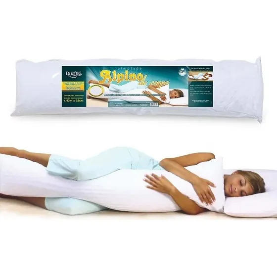 Almohada corporal Alpine Duoflex de 200 hilos, algodón, color blanco