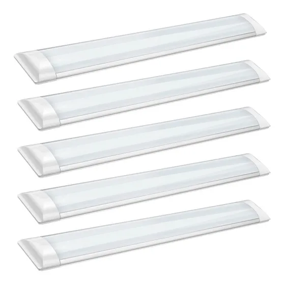 Kit 5 Luminária Led Tubular Slim 120cm 6000k Branco Frio 40w