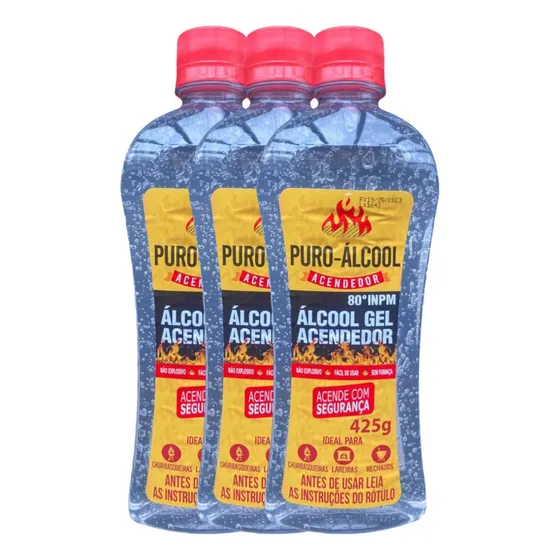 Acendedor  Álcool Gel Churrasqueira Lareiras Rechaud Kit C/3