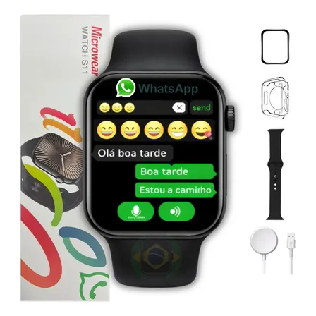 Relogio Smartwatch S11 Serie 11 47mm Amoled Gps Nfc Whatspp Preto