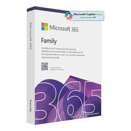 Microsoft 365 Family 2026 + Mcafee Premium - Licença 1 Ano