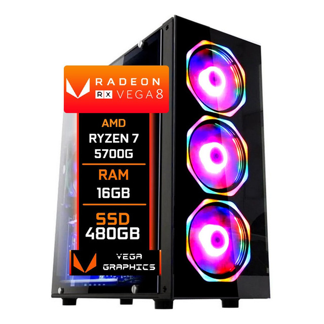 Pc Gamer Fácil Ryzen 7 5700g Vega 8 Ssd 480gb 16gb Ddr4 500w