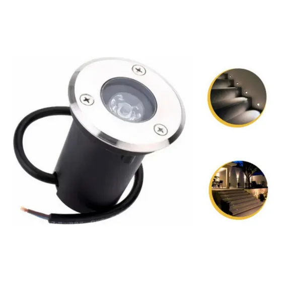 Balizador Spot Led Chão Piso Jardim 1w Embutir Blindado Solo Cor Da Cúpula Prateado Cor Da Estrutura Preto - Branco Quente