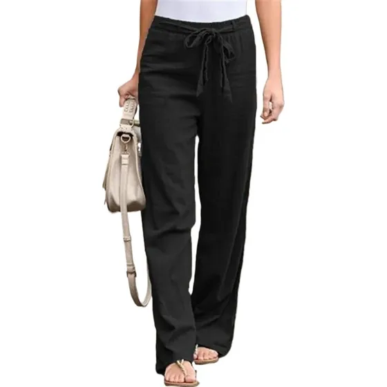 Pantalones De Yoga Para Mujer, Informales, De Algodón Y Lino