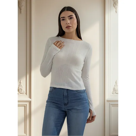 Polera Octane Jeans Media Polera Romantic Mujer Manga Larga