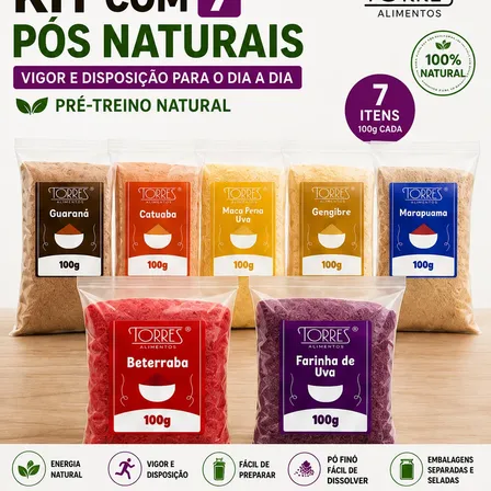 Kit Maca Peruana Beterraba Guaraná 7x100g Pré-treino Natural Neutro