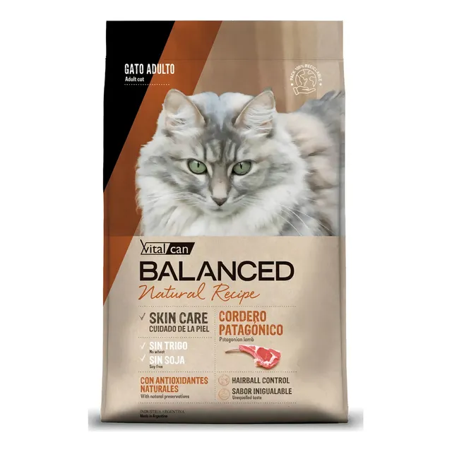 Alimento Vitalcan Balanced natural recipe gato adulto sabor cordero patagónico bolsa 3kg