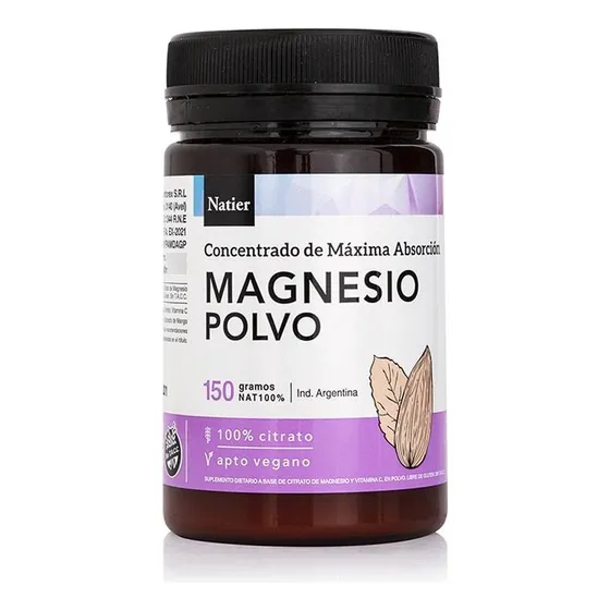 Magnesio Natier Máxima Absorción Apto Vegano Polvo 150gr