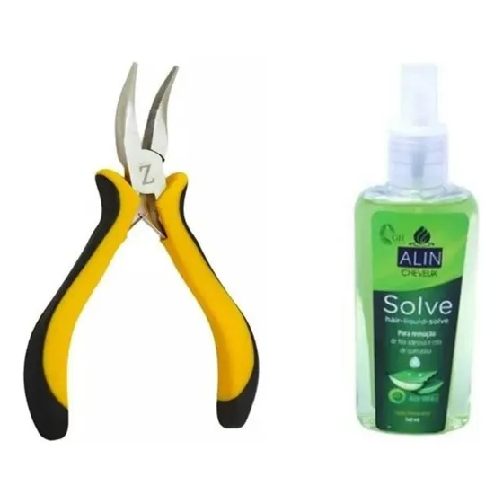 Kit Mega/hair Alicate Ponta Curvado+removedor Queratina 