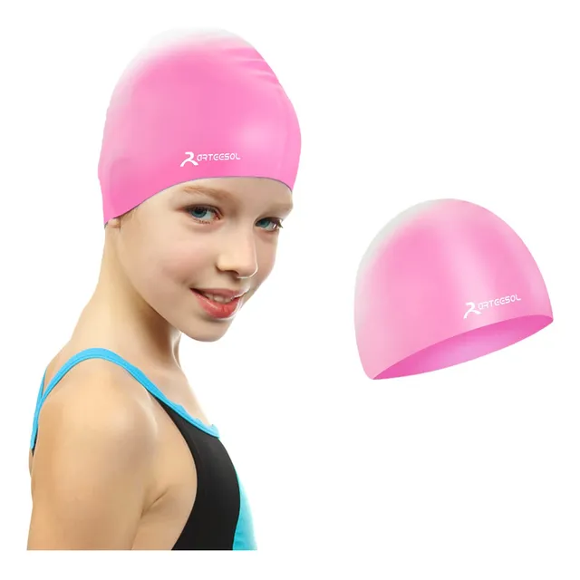Gorro Natacion Para Niño Gorra Silicona Cabello Largo Niña 5