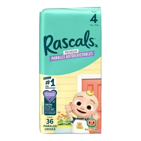 3 Pza Pañales Rascal + Friends Cocomelon Auto Ajustables Eta