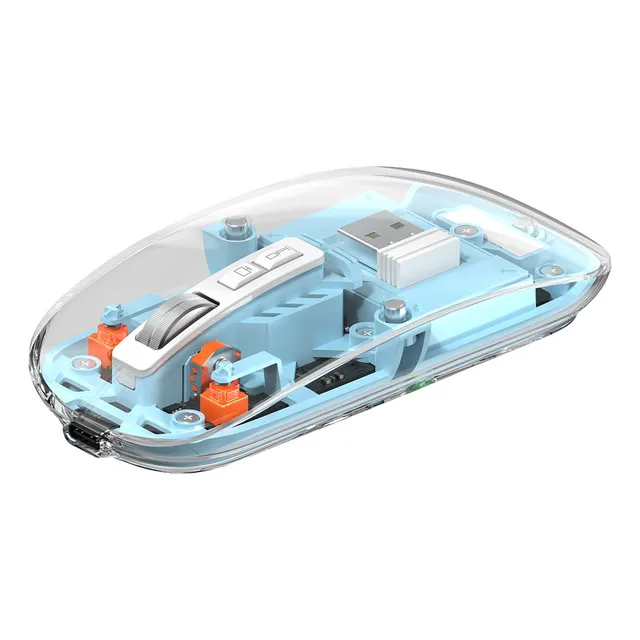 Mouse Inalambrico Dual Bluetooth + 2.4g Wiwu Wm-105 Color Celeste