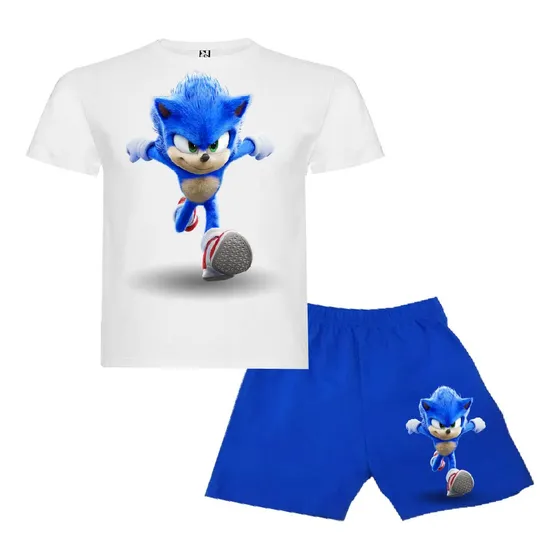 Pijama Corto Niños Algodon Sonic Corriendo
