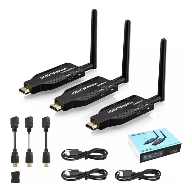 Extensor Hdmi Inalámbrico 50m Con 1 Transmisor 2 Receptores