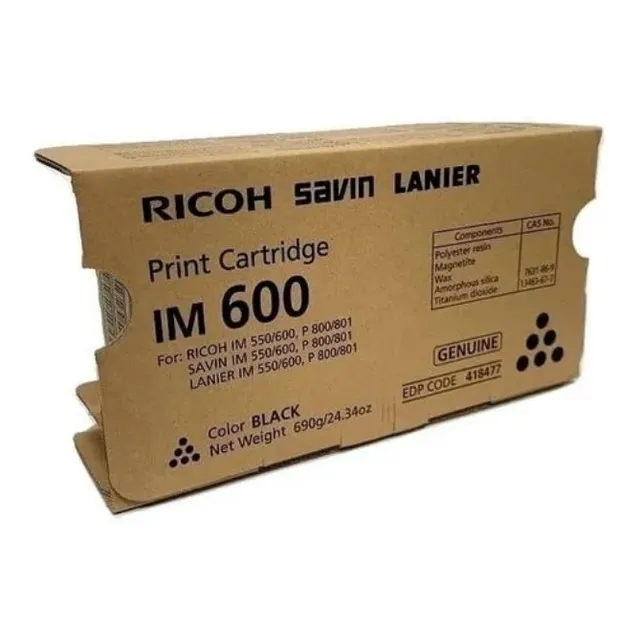 Toner Ricoh 418477 Im500, Im550, Im 600 25,500 Pag. Tinta Negro