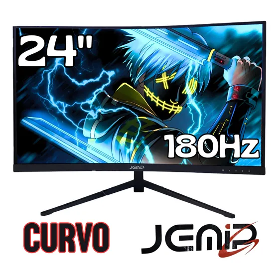Monitor 24 PuLG Jemip Curvo 180hz 1080p Hdmi Displayp Divisa
